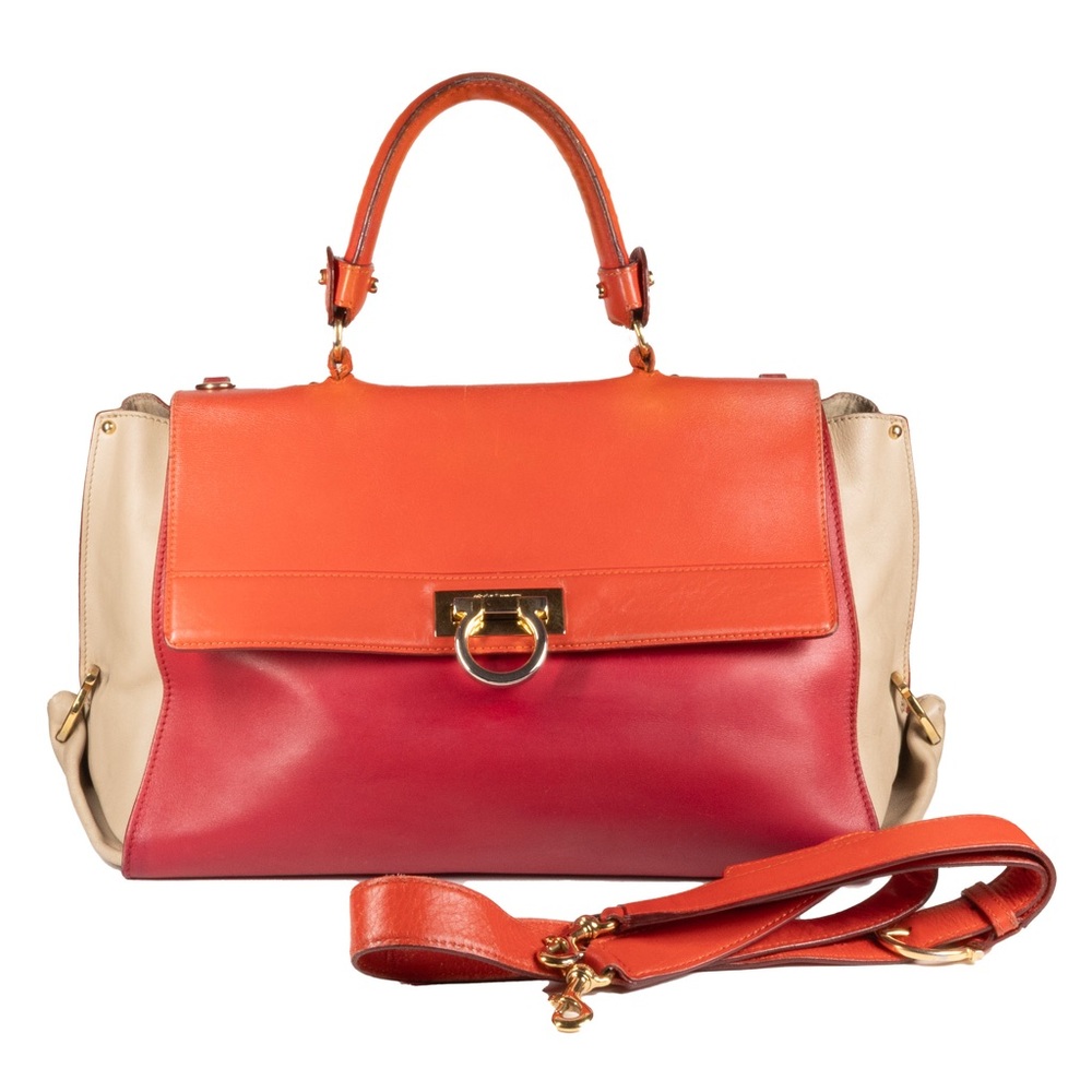 Salvatore Ferragamo Red and Orange Sofia Satchel